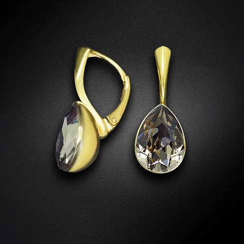 Sudraba komplekts "Kristāla Lāse (Black Diamond)" ar Preciosa™ kristāliem
